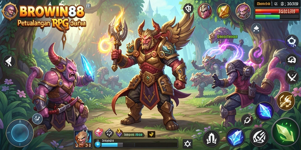 Tangkapan layar BROWIN88 menampilkan pertarungan epik di dunia RPG.