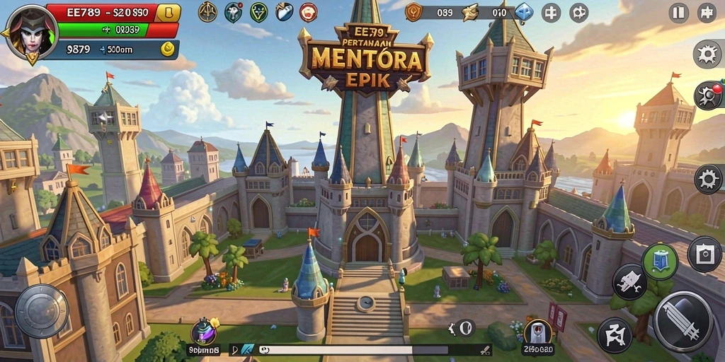 Tangkapan layar gameplay EE789 menampilkan pertempuran Tower Defense yang mendebarkan.