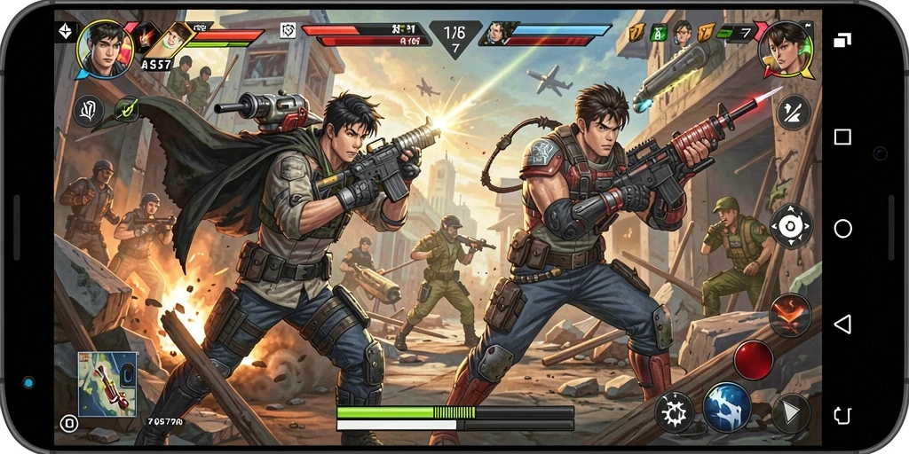 Tampilan gameplay seru dengan pertarungan aksi mendebarkan.