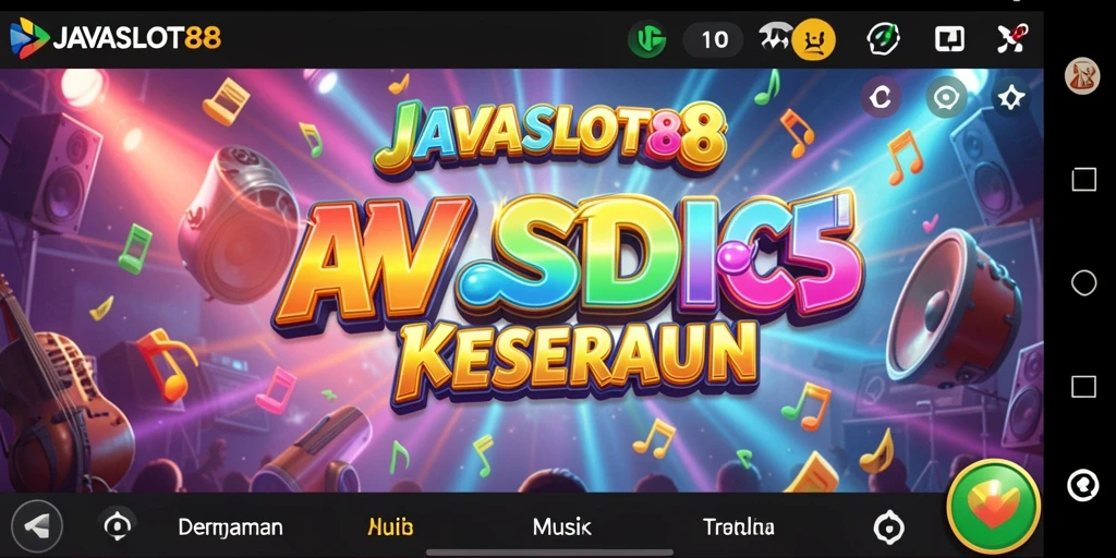 Tampilan gameplay JAVASLOT88 yang menampilkan interaksi musik dan tantangan.