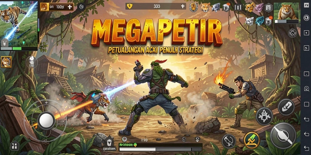 Tampilan gameplay seru di MEGAPETIR yang penuh aksi.