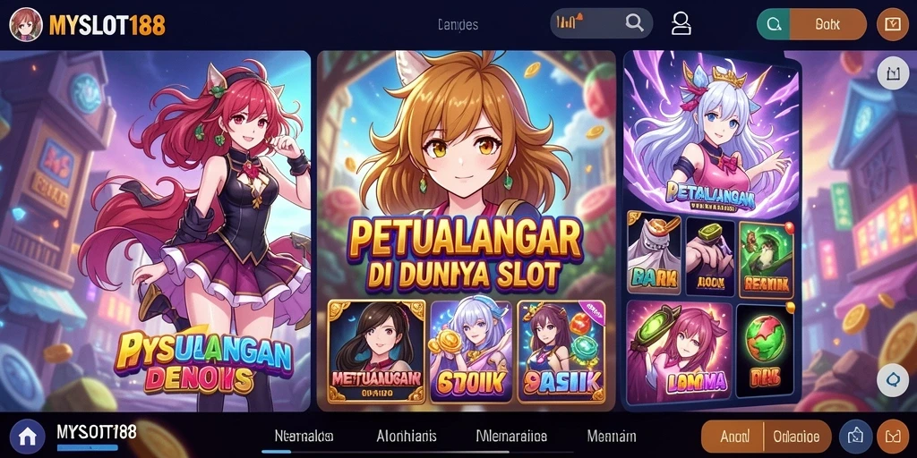 Screenshot gameplay <strong>MYSLOT188</strong> menampilkan petualangan slot yang seru dengan karakter anime.
