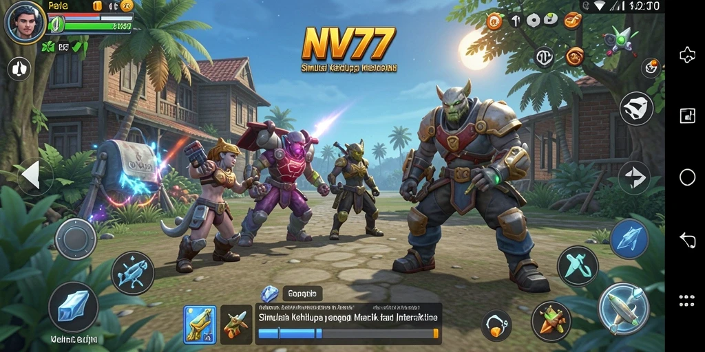 Screenshot menunjukkan pemain berinteraksi dengan karakter di NV77.