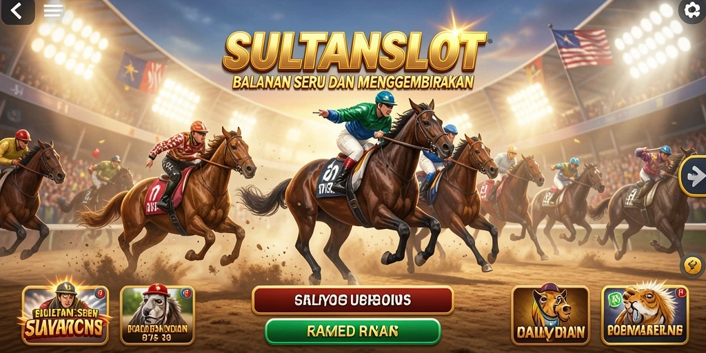 Tampilan gameplay SULTANSLOT dengan aksi balapan yang mendebarkan.