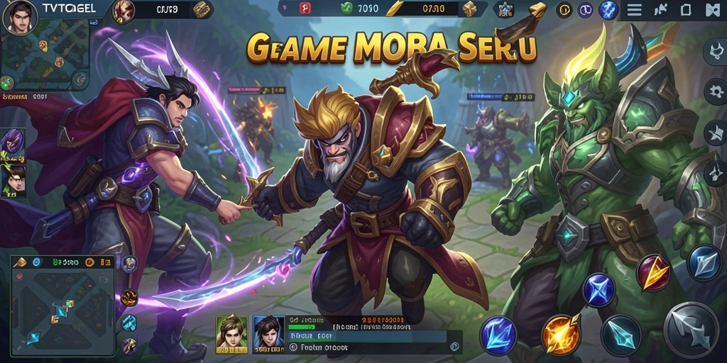 Screenshot gameplay TVTOGEL menampilkan aksi seru di arena MOBA.