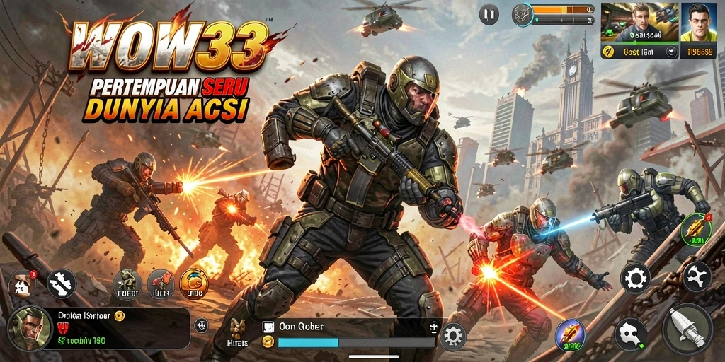Screenshot WOW33 menampilkan aksi pertempuran epik dalam game Action.